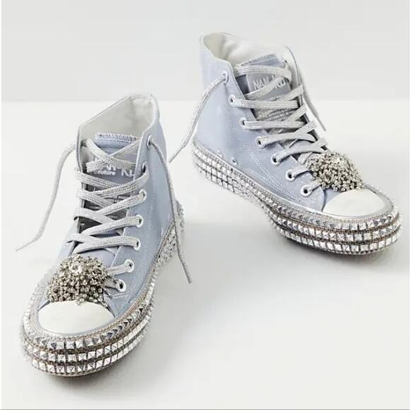 NEW Nan-Ku Couture Free People Cruise Studded Spring Skies High Top Sneaker - Picture 1 of 12